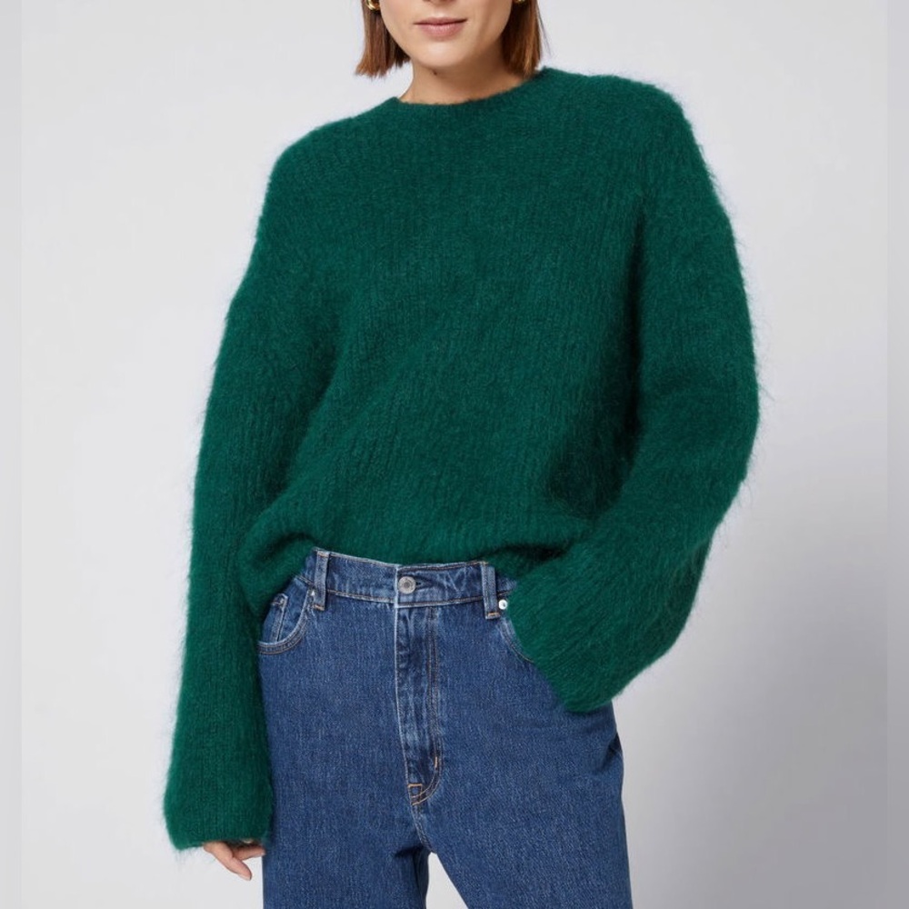 & Other Stories Stockholm Atelier Mohair Sculpted-Sleeve Jumper | Green | XS